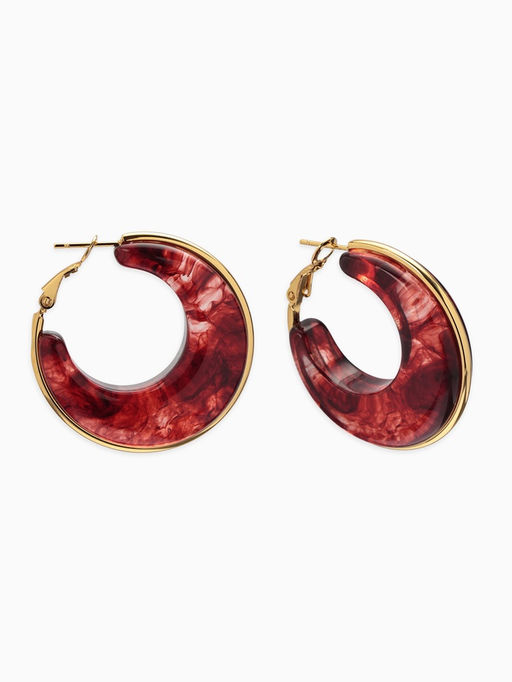 Серьги-кольца акрил «Тренд», бордовые в золоте