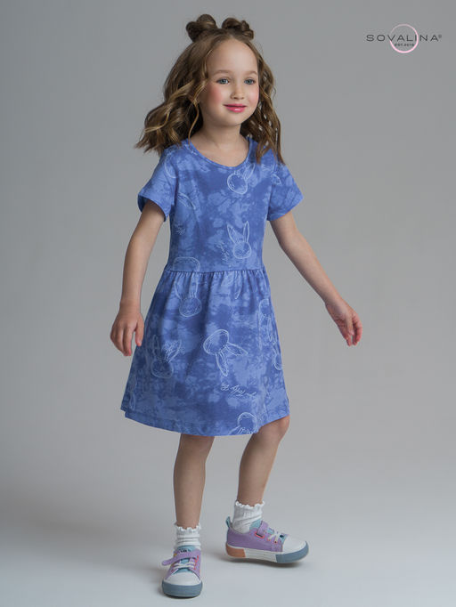 Платье Лето зайцы варенка синий - Sovalina фото 20