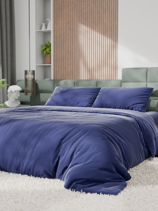 Постельное бельё 1.5-спальное «Этель», тенсель, синее