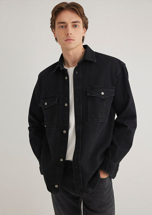 Siyah Denim Gomlek