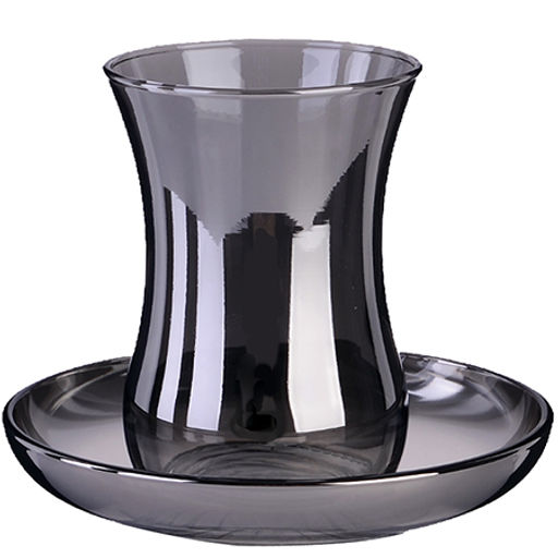 GR42021+54201-06 Набор 6 стакан/блюдца 120 мл Сияющий графит стекло (х5) - Mayer&boch фото 2