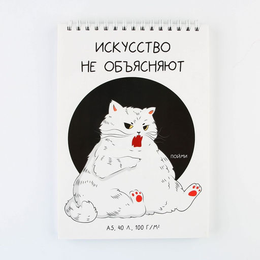Скетчбук А5, 40 л 100 г/м2 Кот - Artfox фото 7