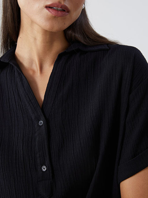 G?mlek Yaka Oversize M?slin Elbise