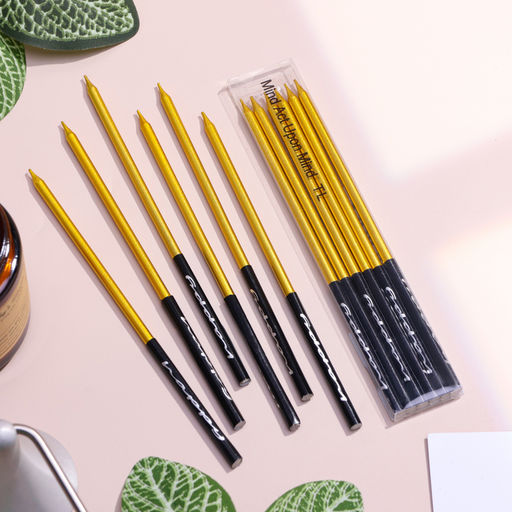 Свечи в торт Праздник, 6 шт, 14,5 см, золото с чёрным - Страна карнавалия фото 4