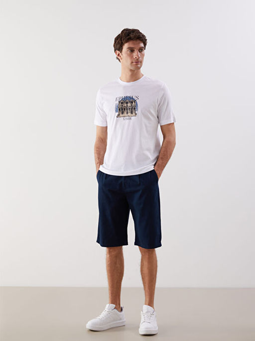 Bisiklet Yaka Efes Bask?l? Penye Erkek Ti??rt