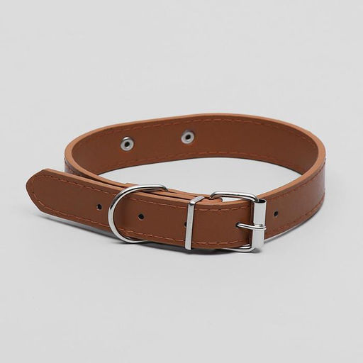 Ошейник из искусственной кожи с шильдом под гравировку, 52 х 2,5 см, ОШ 35-45 см, коричневый - Пижон фото 2