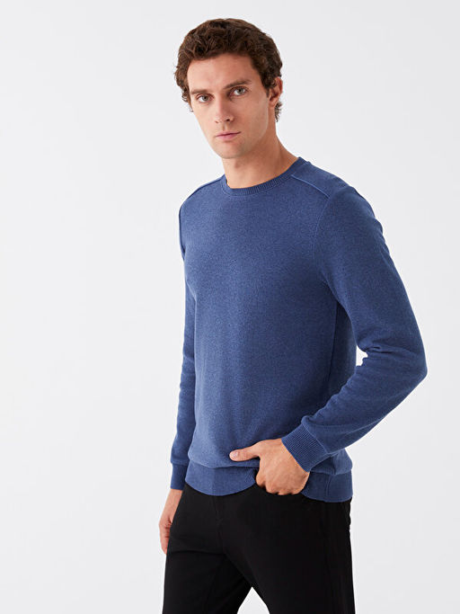 Bisiklet Yaka Uzun Kollu Erkek Sweatshirt