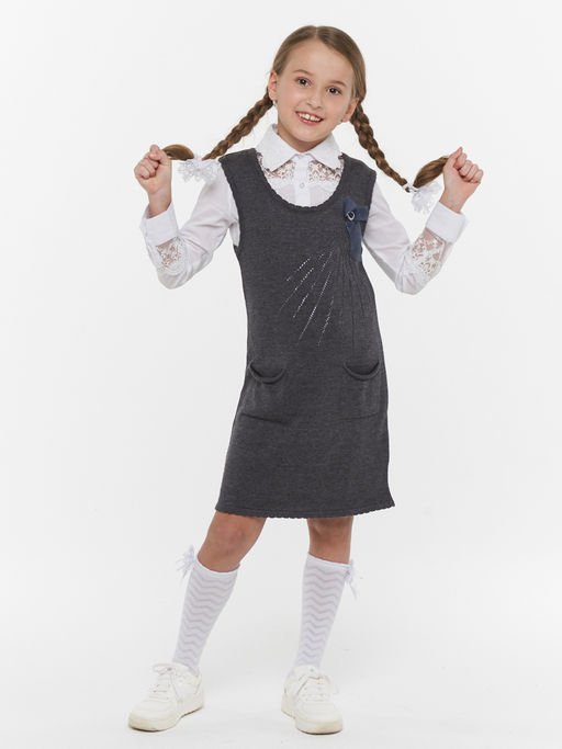 Сарафан для девочек 7068. 5006 серый