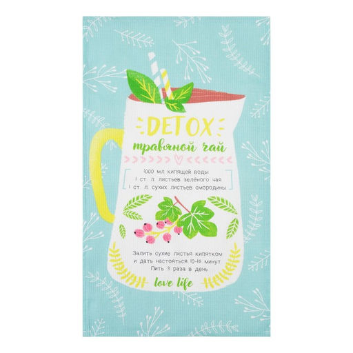 Набор кухонных полотенец Доляна Ароматный чай, 35х60см-4 шт, 100% хлопок, вафля 160 г/м2  фото 7