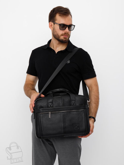 Портфель мужской кожаный 11020Z black Zinimsk  в Новосибирске