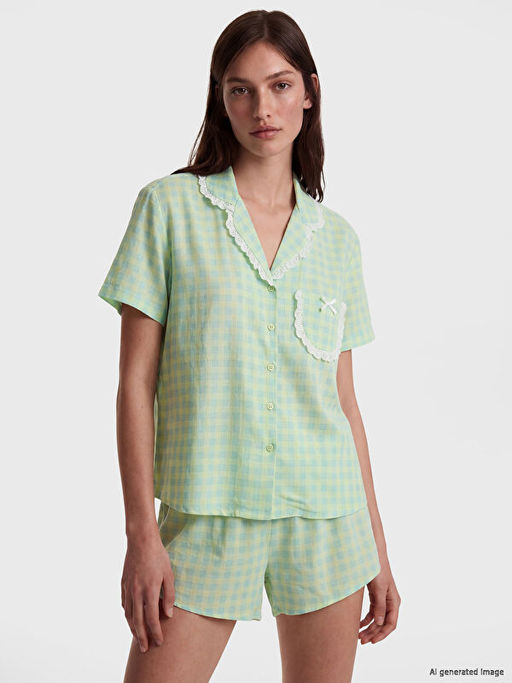 Ekose Kad?n ?ortlu Pijama Tak?m?
