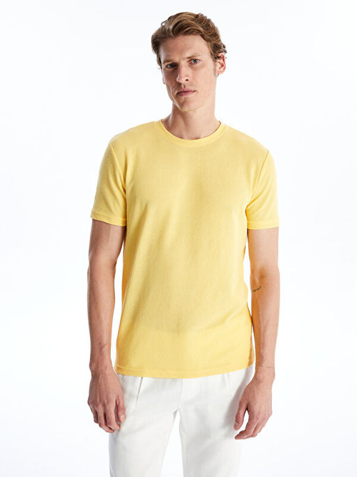 Bisiklet Yaka K?sa Kollu Erkek Dokulu Ti??rt