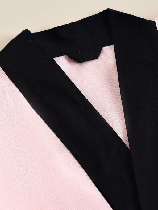 Халат женский длинный SL HOME Rose, размер 44-52, лён 100%, розовый