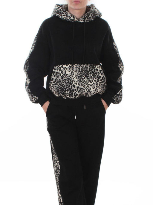 008 BLACK/LEOPARD Костюм спортивный зимний женский (95% хлопок, 5% полиэстер)