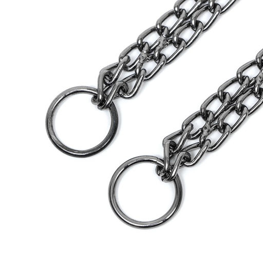 Ошейник - удавка металлический двухрядный, 45 см, толщина проволоки 2 мм, черный - Пижон фото 3