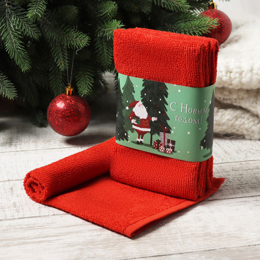 Набор махровых полотенец Этель. Новогодние подарки, 30?30 см - 3 шт., хлопок 100%