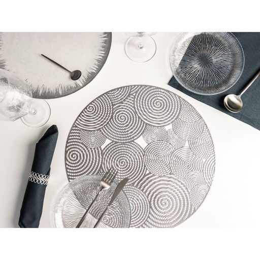 Цена за 12 шт. Салфетка сервировочная на стол Гипноз, d=38 см, цвет серебро - Simaland фото 3