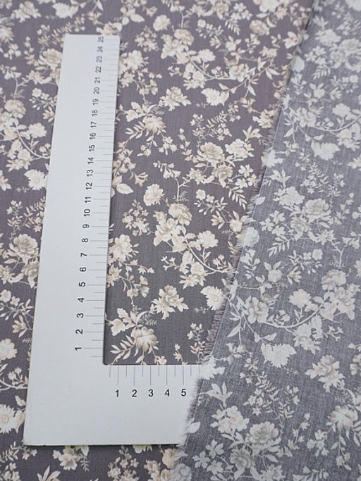 Импорт. хлопок "Летняя мелодия" цв.серый с лиловым оттенком, ш.1.5м, хлопок-100%, 100гр/м.кв