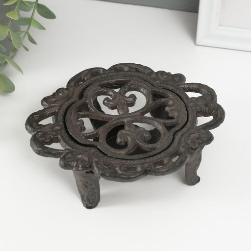 Подставка для подогрева на греющей свече «Лилия», подсвечник на 1 свечу, чугун, 15×12.5×5 см