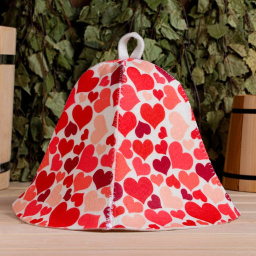 Шапка для бани и сауны «Сердечки», шерсть, полиэфир, «Добропаровъ»