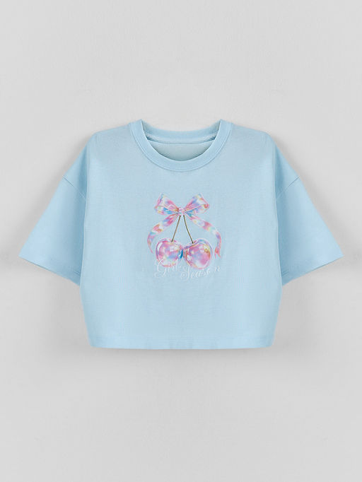 Футболка для девочек голубая укороченная - Mark formelle фото 4