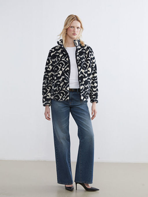 Dik Yaka Desenli Kad?n Pel?? H?rka