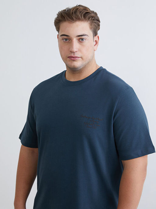 B?y?k Beden Bask?l? Penye Erkek Ti??rt