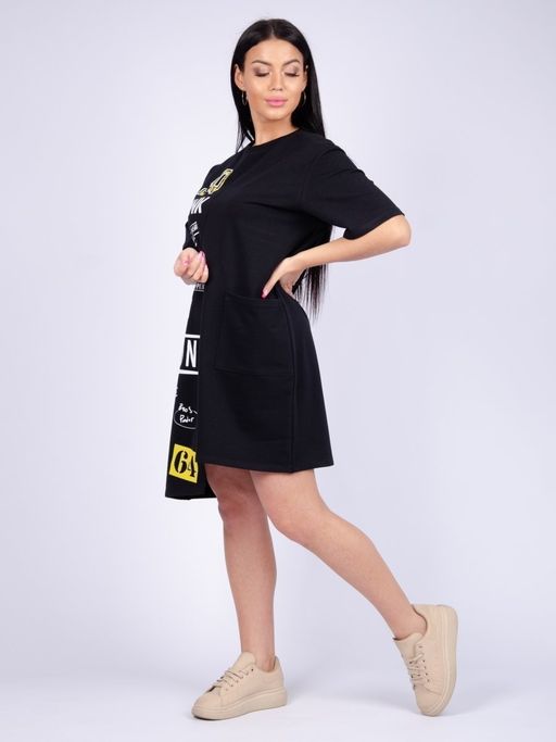 Платье "Фрида" черное, футер с лайкрой