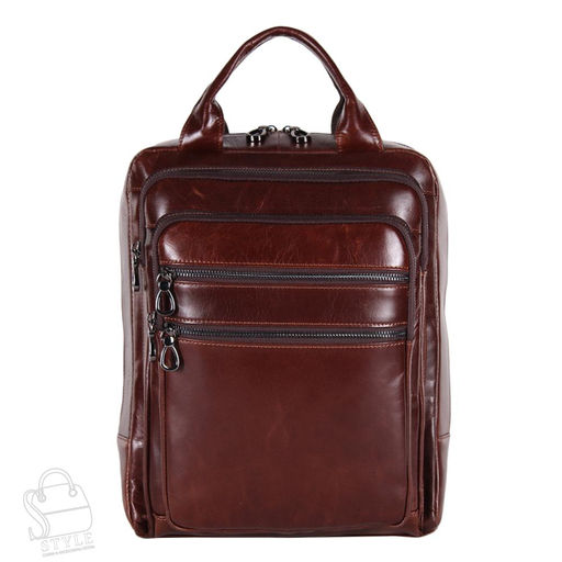 Рюкзак мужской кожаный 7325G brown Fuzhiniao - S-style фото 3