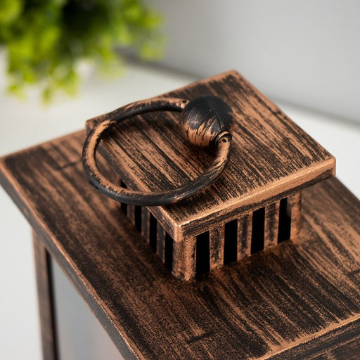 Ночник «Камин» LED от батареек 3хАА USB черный с медной патиной 12×14.5×26.5 см