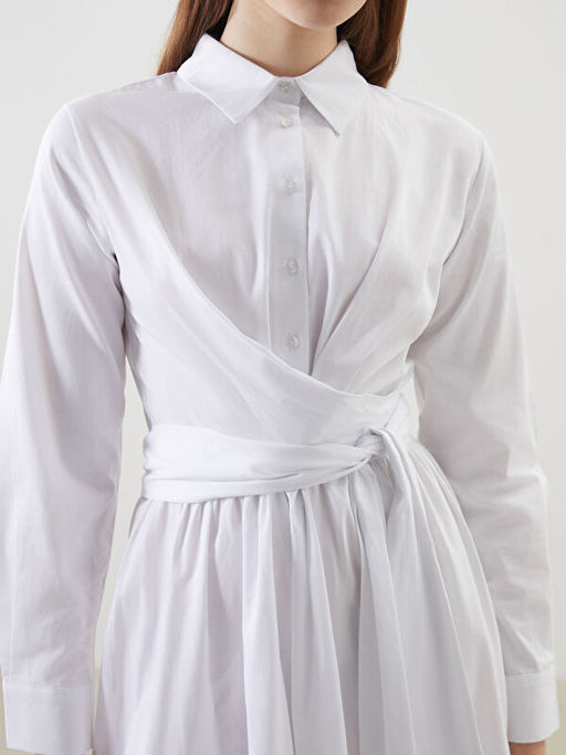 G?mlek Yaka Poplin Elbise