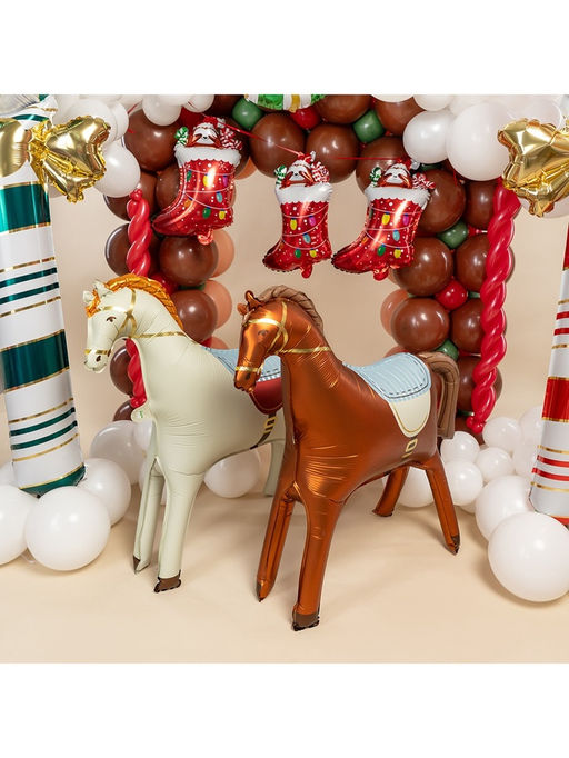 Воздушный шар фольгированный 3D 35" «Лошадка», кремовый, сатин