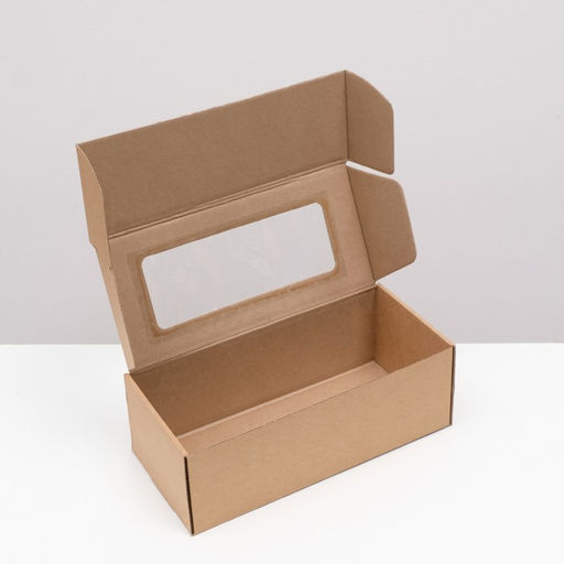 Цена за 5 шт. Коробка самосборная, с окном, крафт, бурая 16 х 35 х 12 см - Simaland фото 3