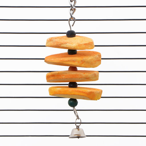 Игрушка для птиц с панцирем каракатицы и бусами, 18 х 6 см, жёлтая - Пижон фото 5