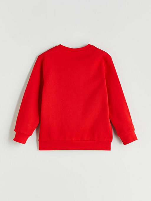 Bisiklet Yaka Bask?l? Uzun Kollu Erkek ?ocuk Sweatshirt