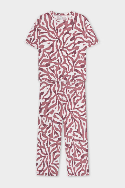 ЕП 20204/анималистичный орнамент(дикий имбирь) пижама жен (фуфайка,брюки)