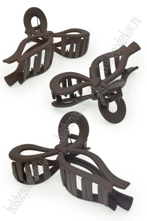 Крабики для волос матовые 11*7,5 см (12 шт) SF-7981, коричневый