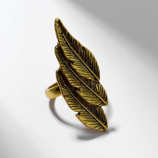 Цена за 2 шт. Кольцо «Листья» трио, цвет чернёное золото, 17 размер