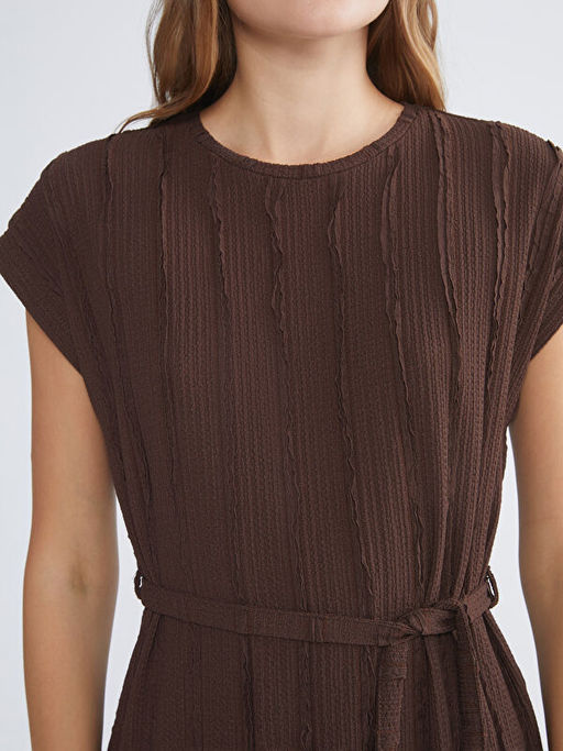 Bisiklet Yaka ?izgili Elbise