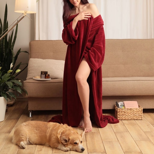 Плед с рукавами «Этель» 150×200 см, корал-флис, 220 г/м², бордовый