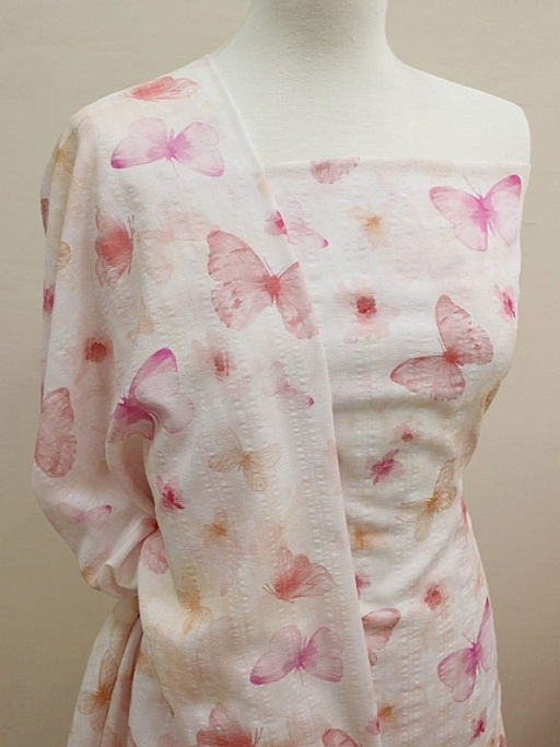 Вискоза с хлопком Акварельные бабочки, ш.1.45м, хл-70%, вискоза-30%, 85гр/м.кв - Купава фото 2