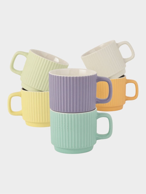 Кружки Loft, набор 6 шт., 270 мл, фарфор, разноцветные