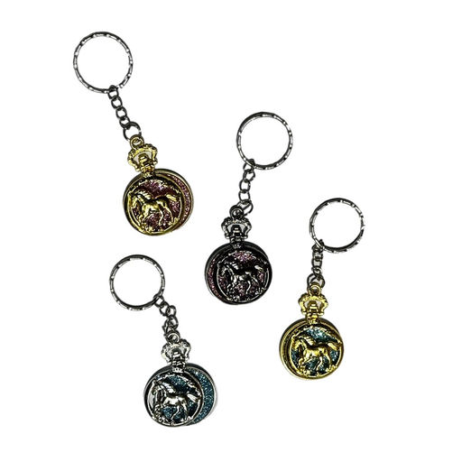 Цена за 2 шт. Брелок - символ года металл. "Лошадь - кулон с блестками" (KL-033HQ) золотистый цвет