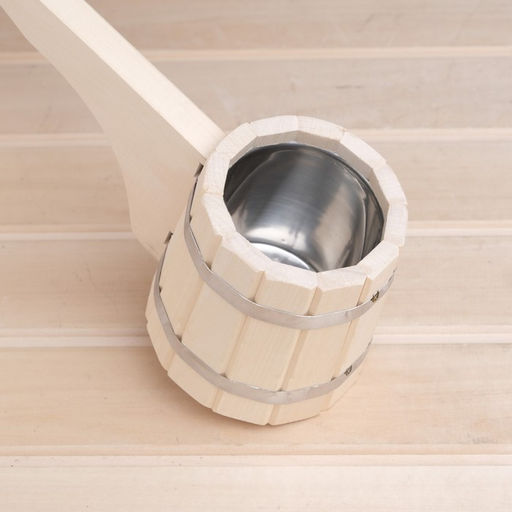 Ковш - черпак для бани и сауны «Емеля», 500 мл, липа, нержавеющая вставка, 42 см, «Добропаровъ»