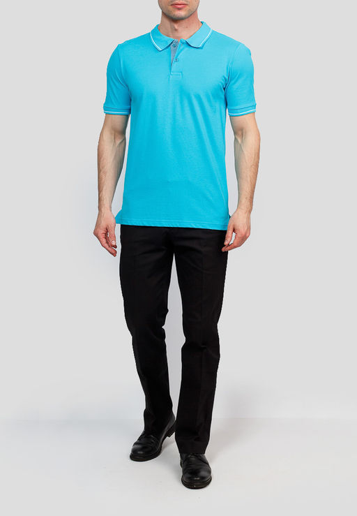 Джемпер мужской с воротником поло короткий рукав GREG G134 (лазурь)  фото 4