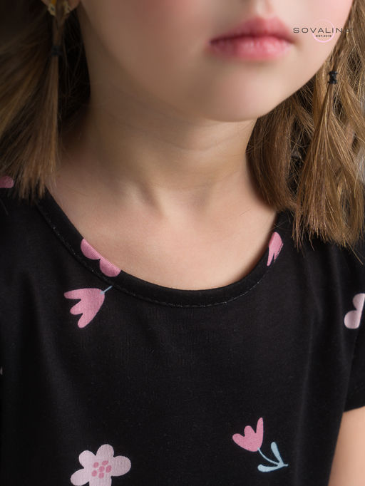 Платье Лето тюльпаны на черном