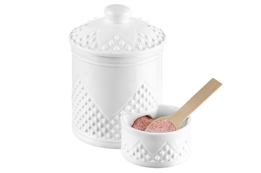 Банка д/соли 500 мл 15,5*10*14,5 см Ромбики с деревянной ложкой и крышкой - Elan gallery фото 4