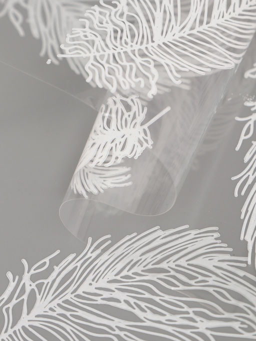 Плёнка для цветов «Перышки», прозрачная/белая, 0.6×9.3±5% м, 40 мкм, 200 г