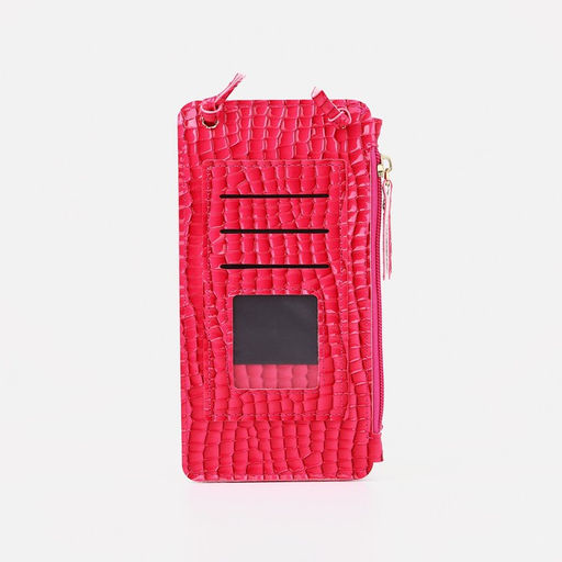 Сумка на магните, с длинным ремнём, однотонная, 10×2.5×20 см, розовая