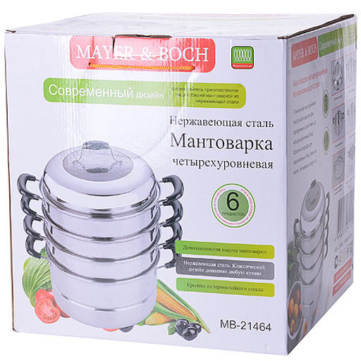 21464 Мантоварка 4х-ярусная 10,5л 30см нерж/ст МВ (х2) - Mayer&boch фото 4
